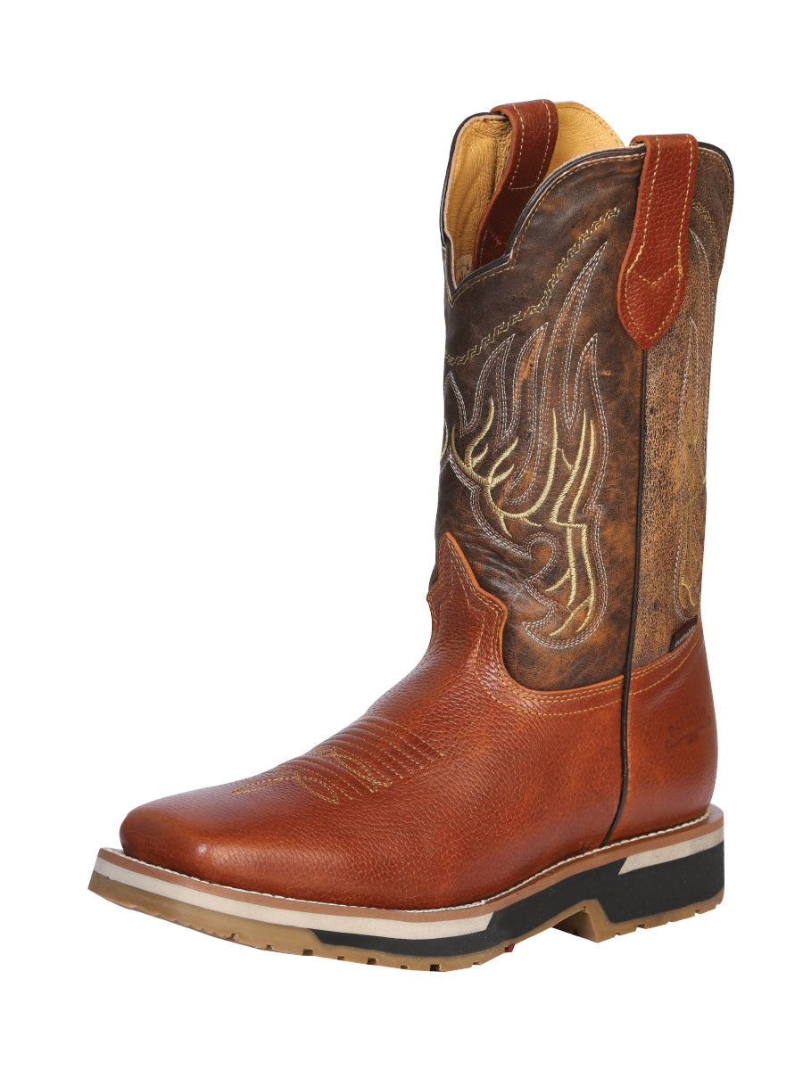 Establo Men’s Rodeo Boot - Bovine Grizzly Leather in Honey 41540