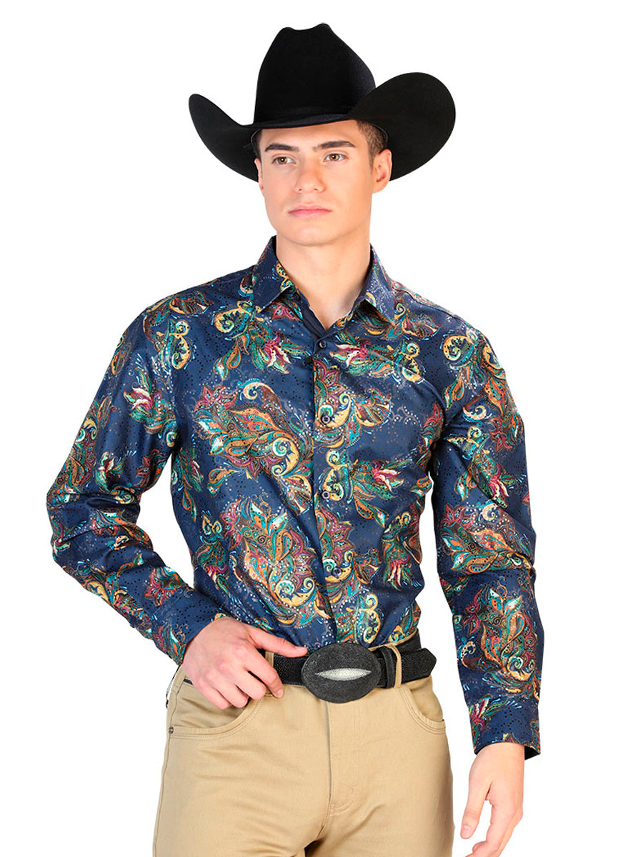 Blue Multicolor Casual Long Sleeve Shirt 43827