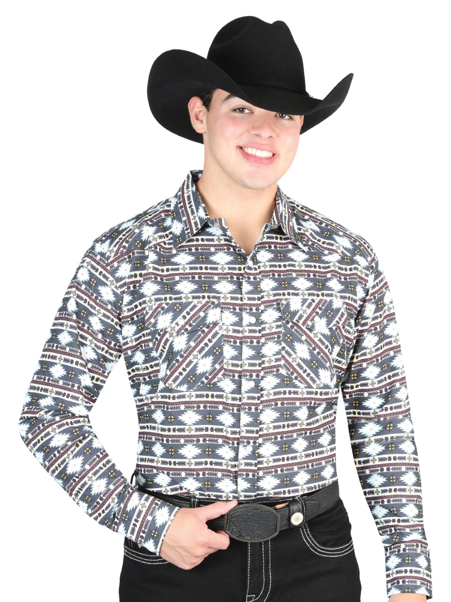 El General - Camisa informal de manga larga - Gris/Caqui 44308