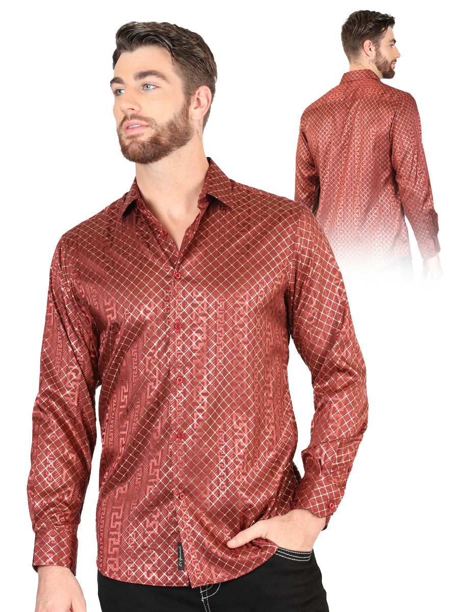 El General Burgundy Casual Long-Sleeve Shirt 44552