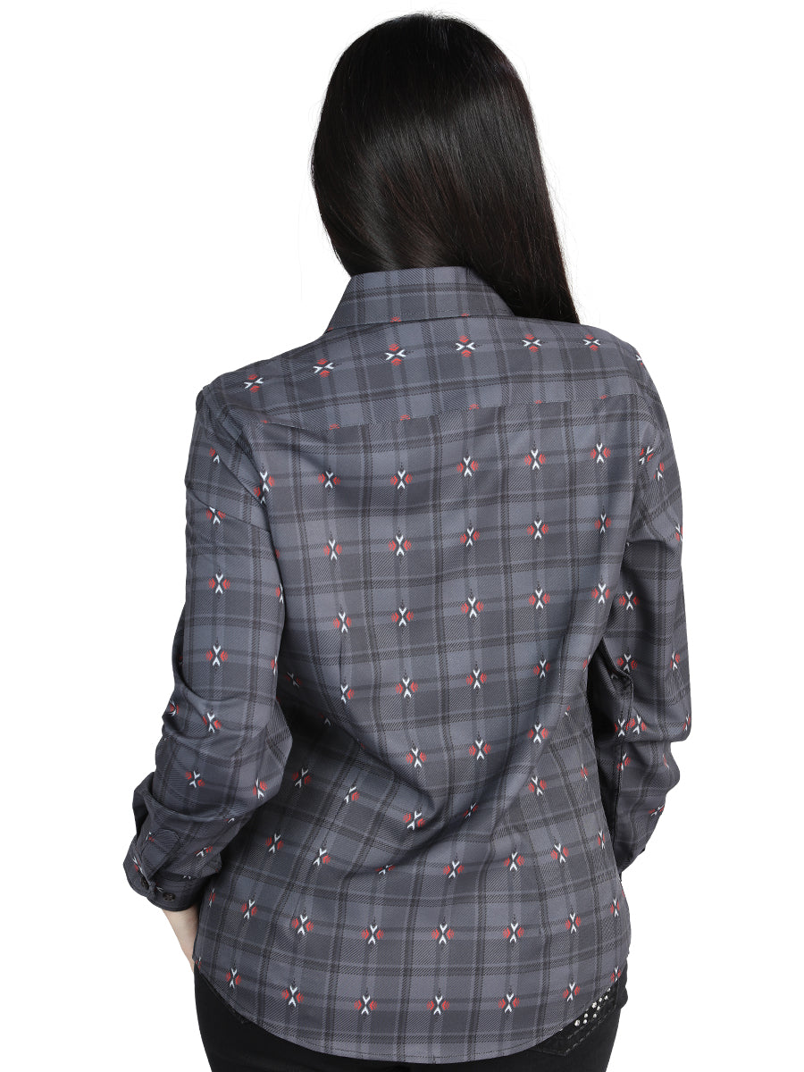 El General - Casual Long-Sleeve Shirt - Gray/Brown 44725