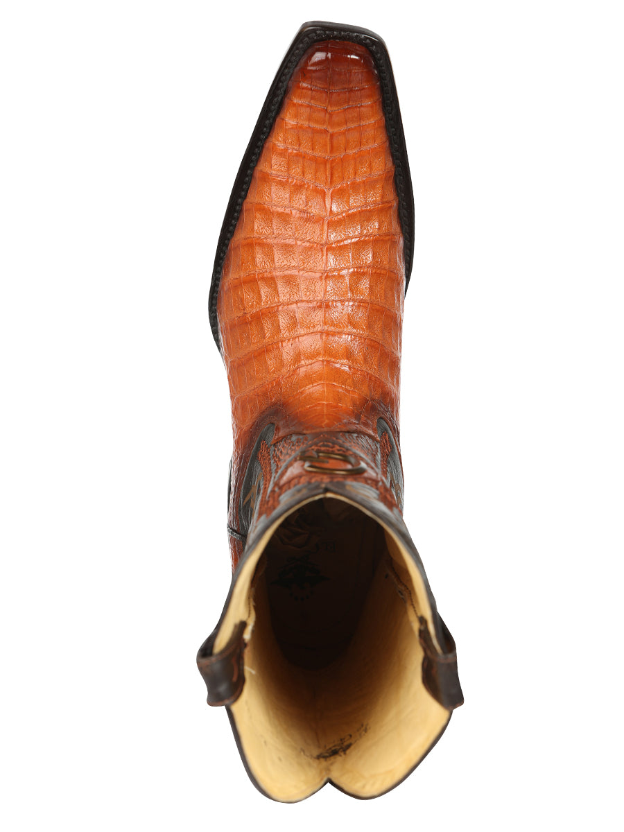 El General Men's Exotic Caiman Belly Cowboy Boots - Cognac 45080