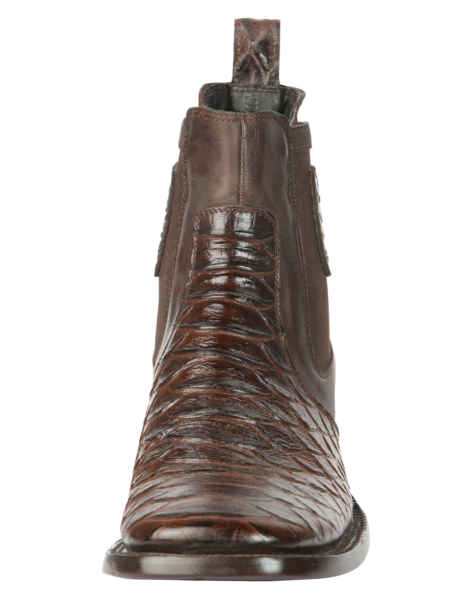 El General Men’s Python Imitation Brown Ankle Boots 45094