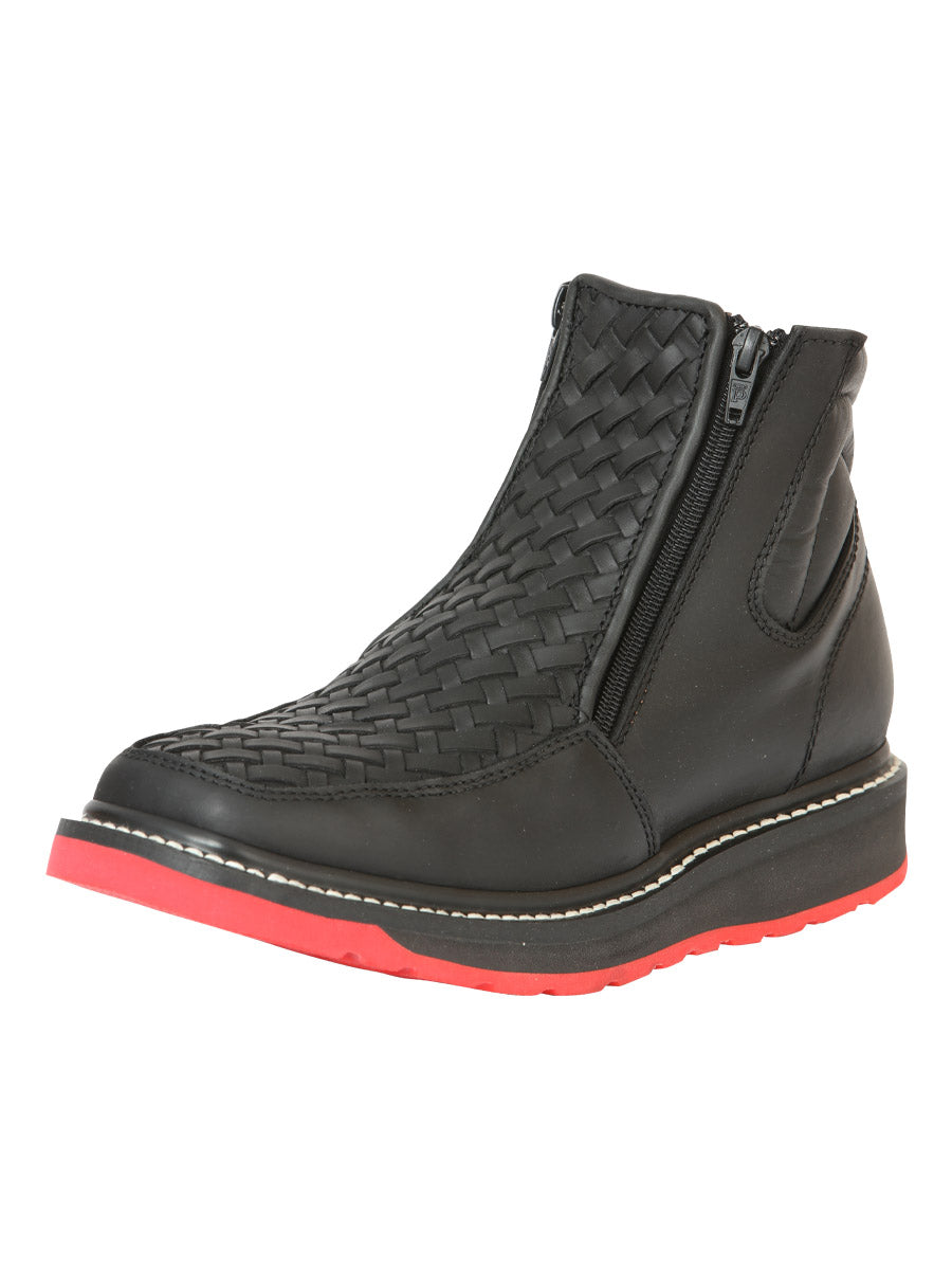 Botines para hombre El General con cremallera, petatillo tejido - Negro
45358