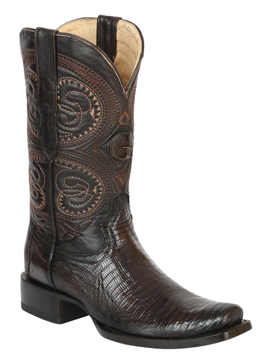 El General Men's Exotic Lizard Cowboy Boots - Brown 45513