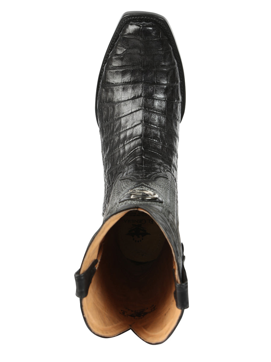 El General Men's Exotic Caiman Belly Cowboy Boots - Black 45518