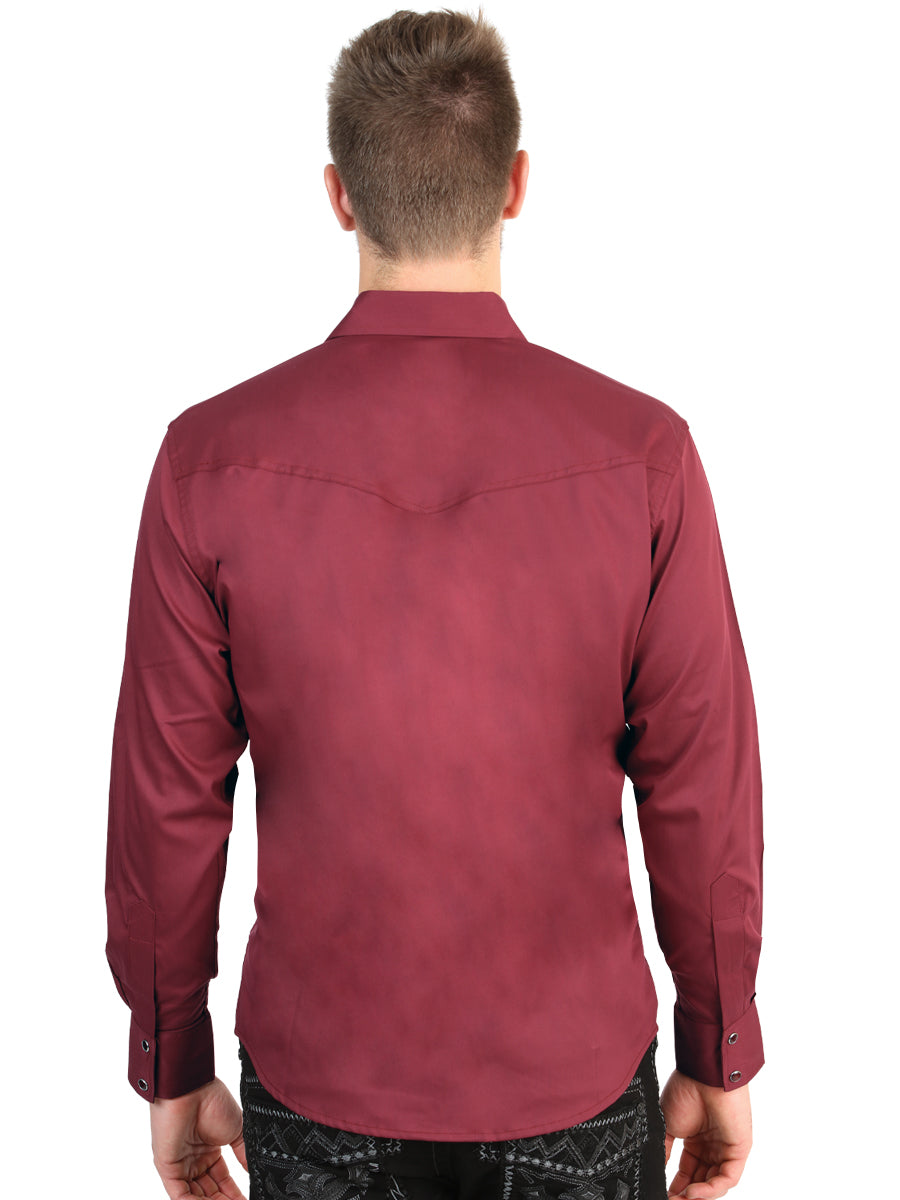 El General Men’s Long Sleeve Western Shirt - Burgundy Stretch
45615
