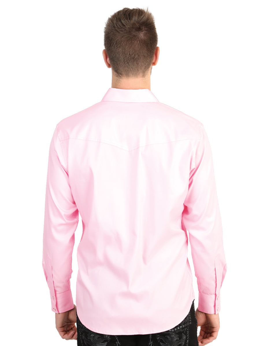 Camisa vaquera de manga larga para hombre El General - Rosa claro elástica 45618