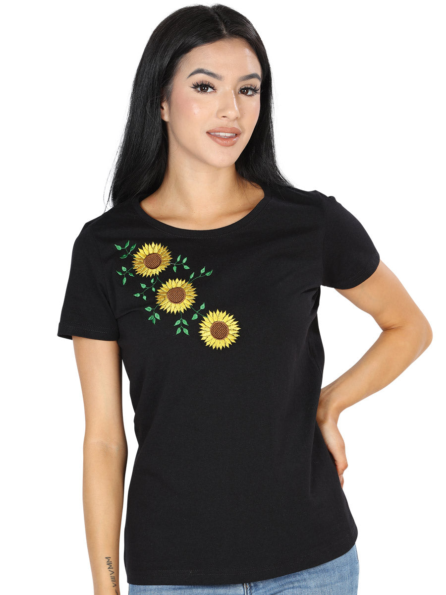 Artisanal Embroidered T Shirt Black 602744