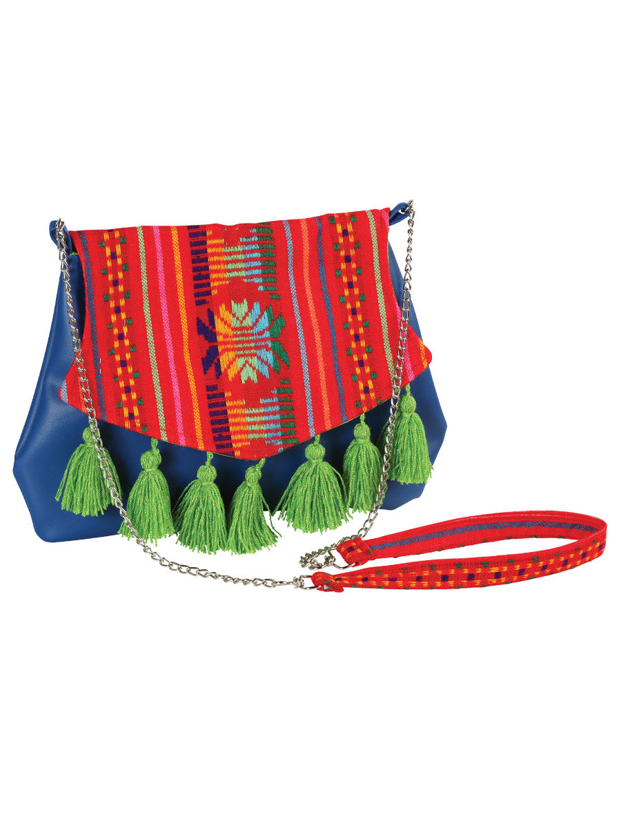 Bolso bandolera artesanal 100% poliéster azul 603022