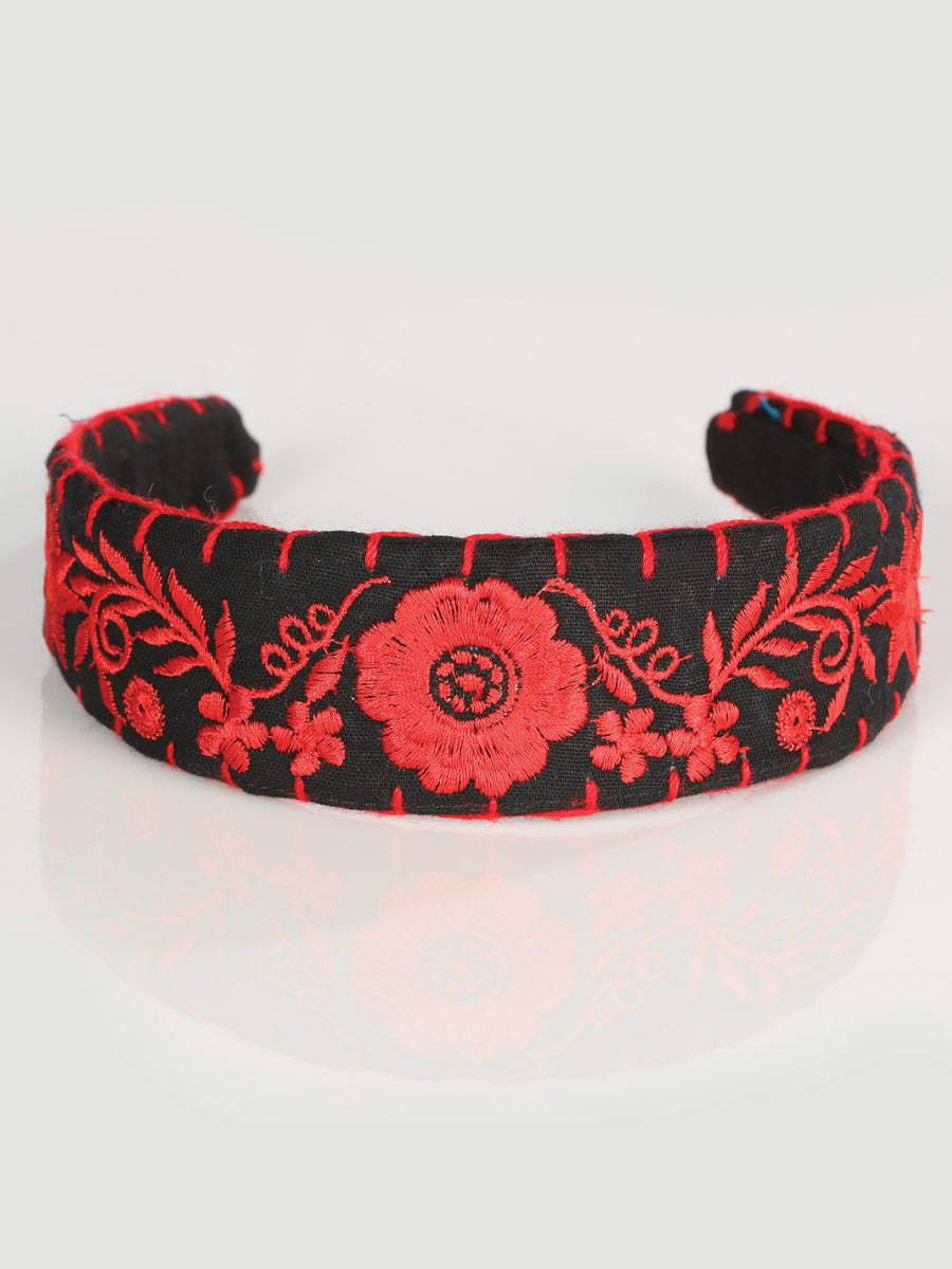 Diadema bordada artesanal 100% algodón rojo 603121