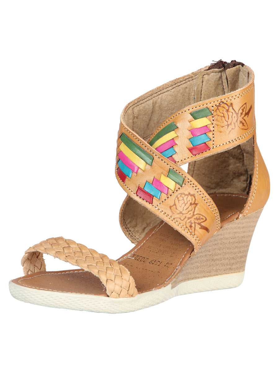 Sandalias Artesanales Mexicanas Piel Color Canela 604089