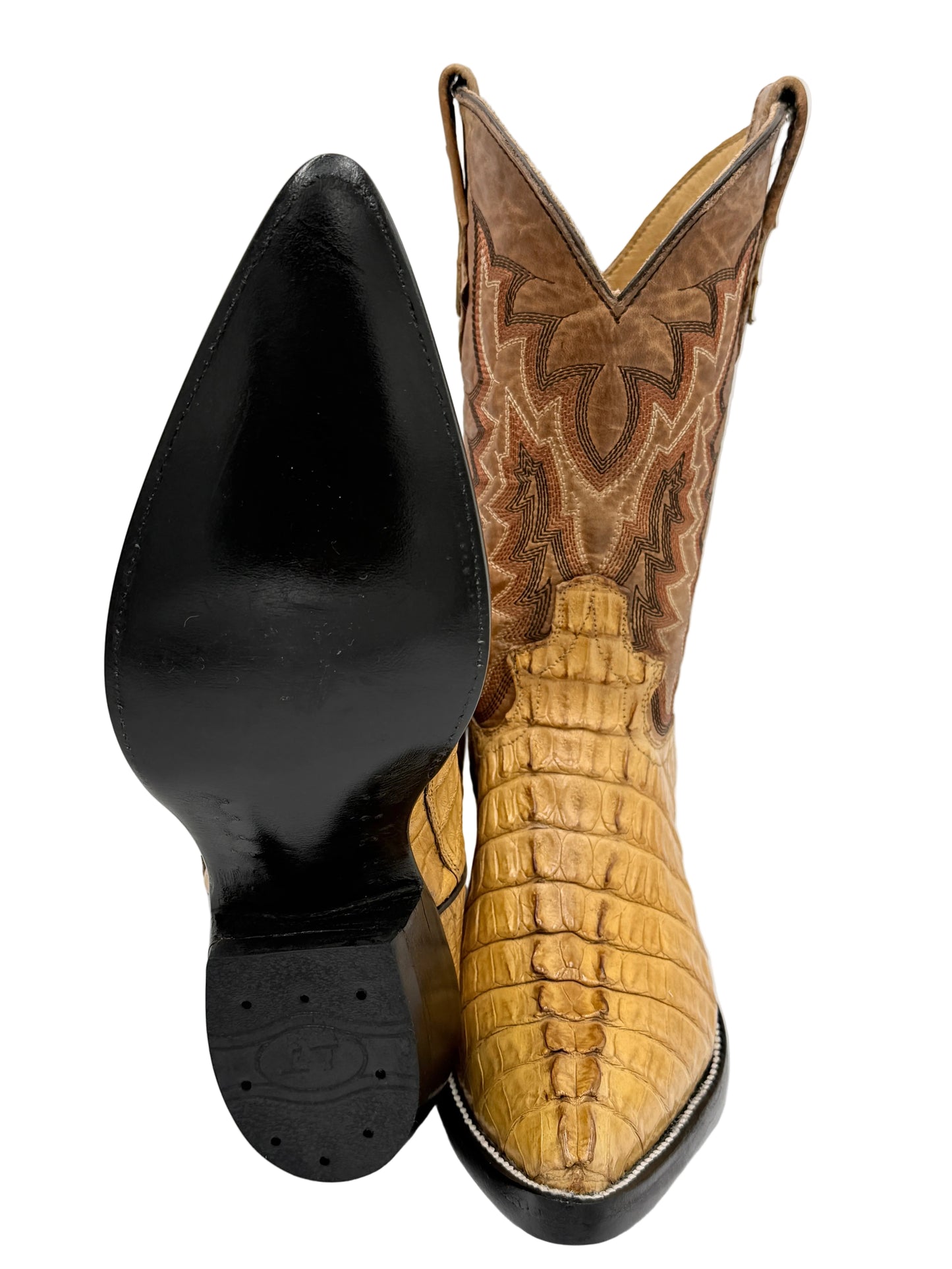 Men’s Exotic Caiman Tail Cowboy Boots – Butter Beige | Handcrafted Exotic Leather | Hector Boots