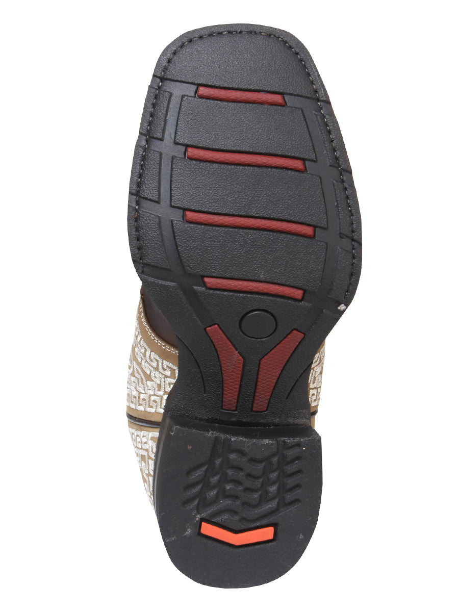 Bota de Rodeo El General - Marrón Oscuro Loco con Bordado 33309