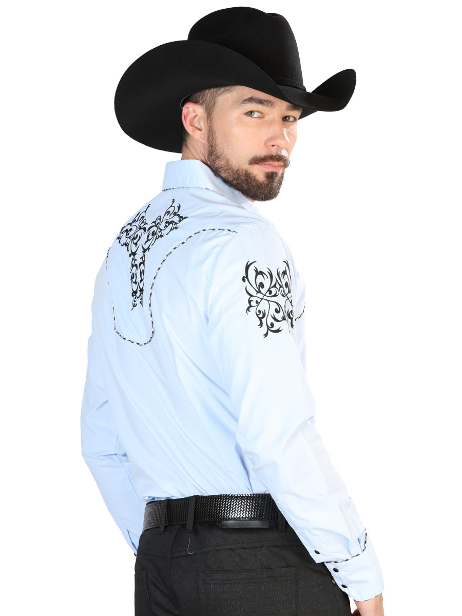 El General Embroidery Western Shirt Blue/Black 42887