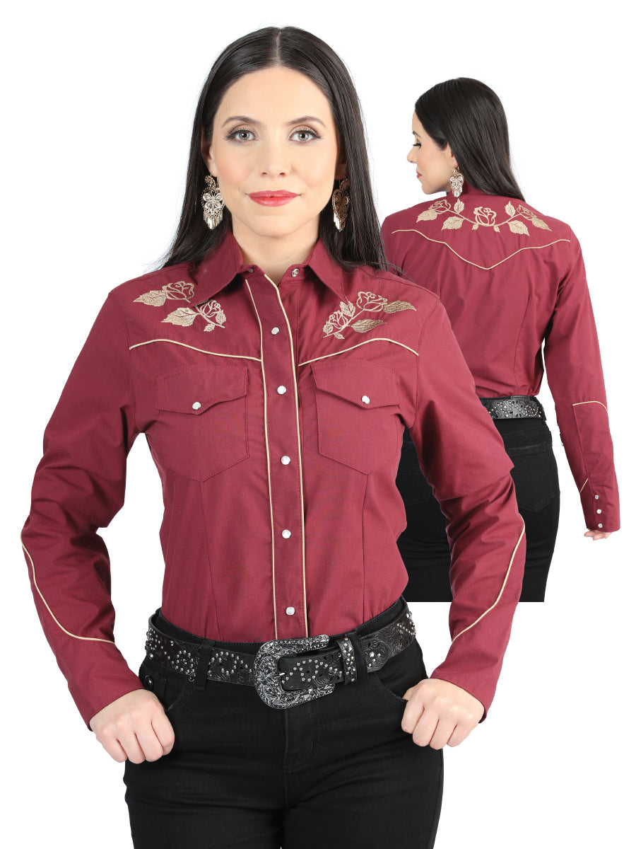 Womens Wine -  Embroidered Shirt 42971
