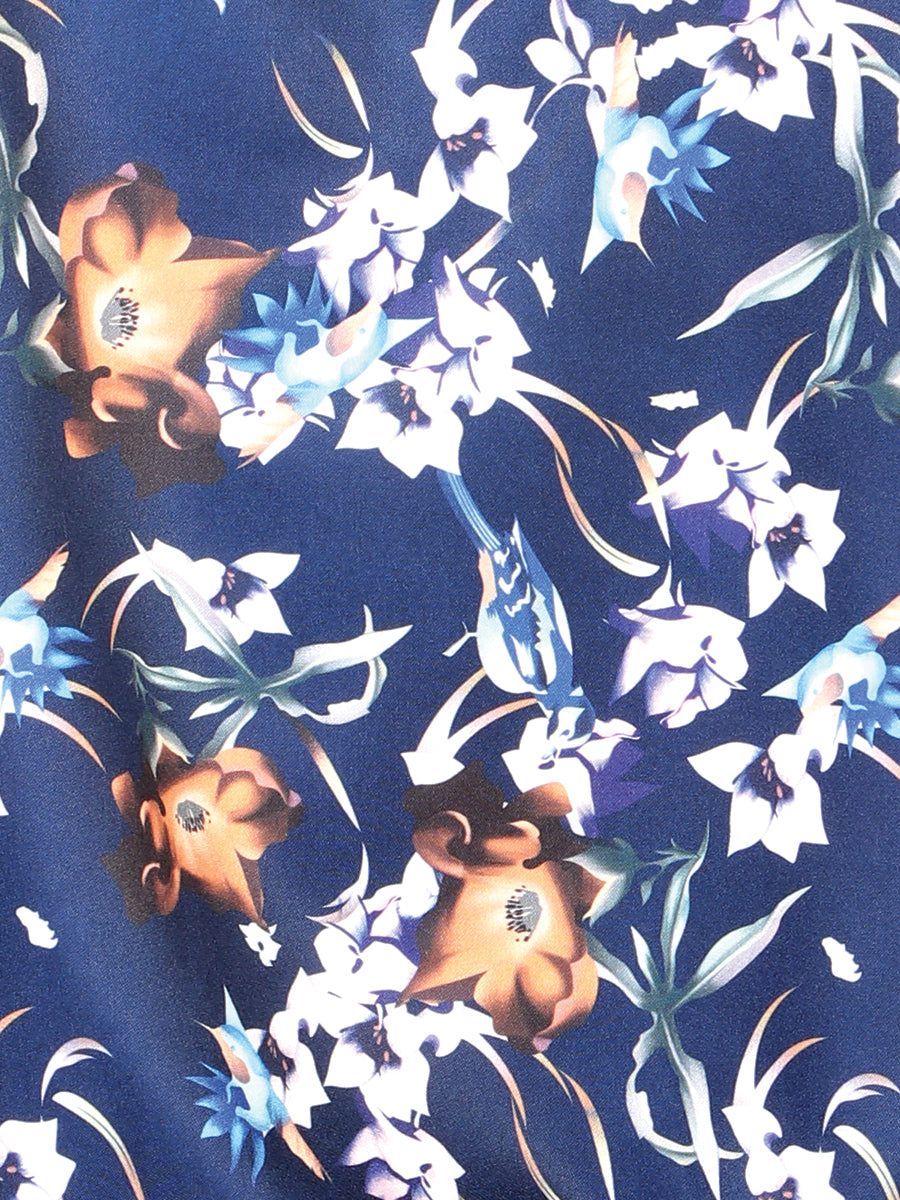 Blue Flowers Casual Long Sleeve Shirt 43957