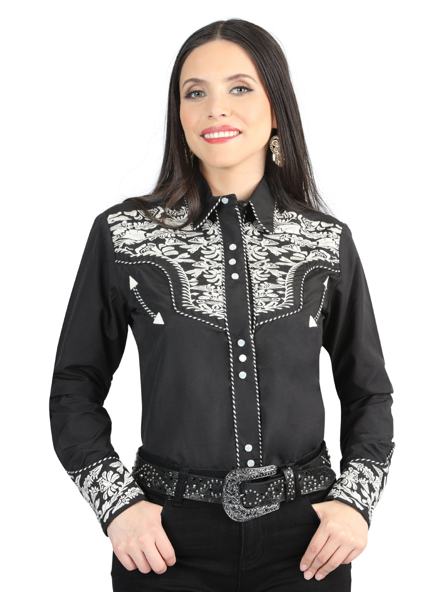 Senor De Los Cielos Embroidery Shirt Black/Silver 44342