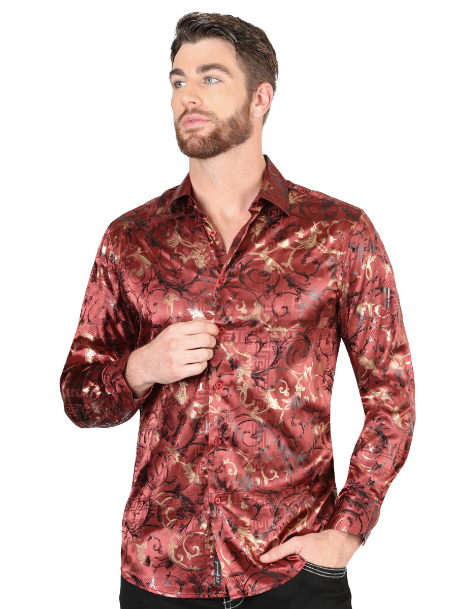 El General Burgundy Casual Long-Sleeve Shirt 44590