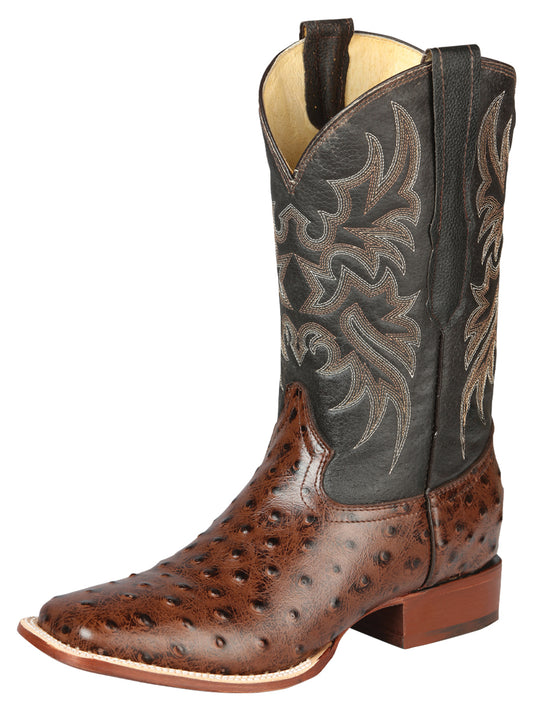 El Señor de los Cielos Men’s Rodeo Boot - Imitation Ostrich Leather -  Brown 44934