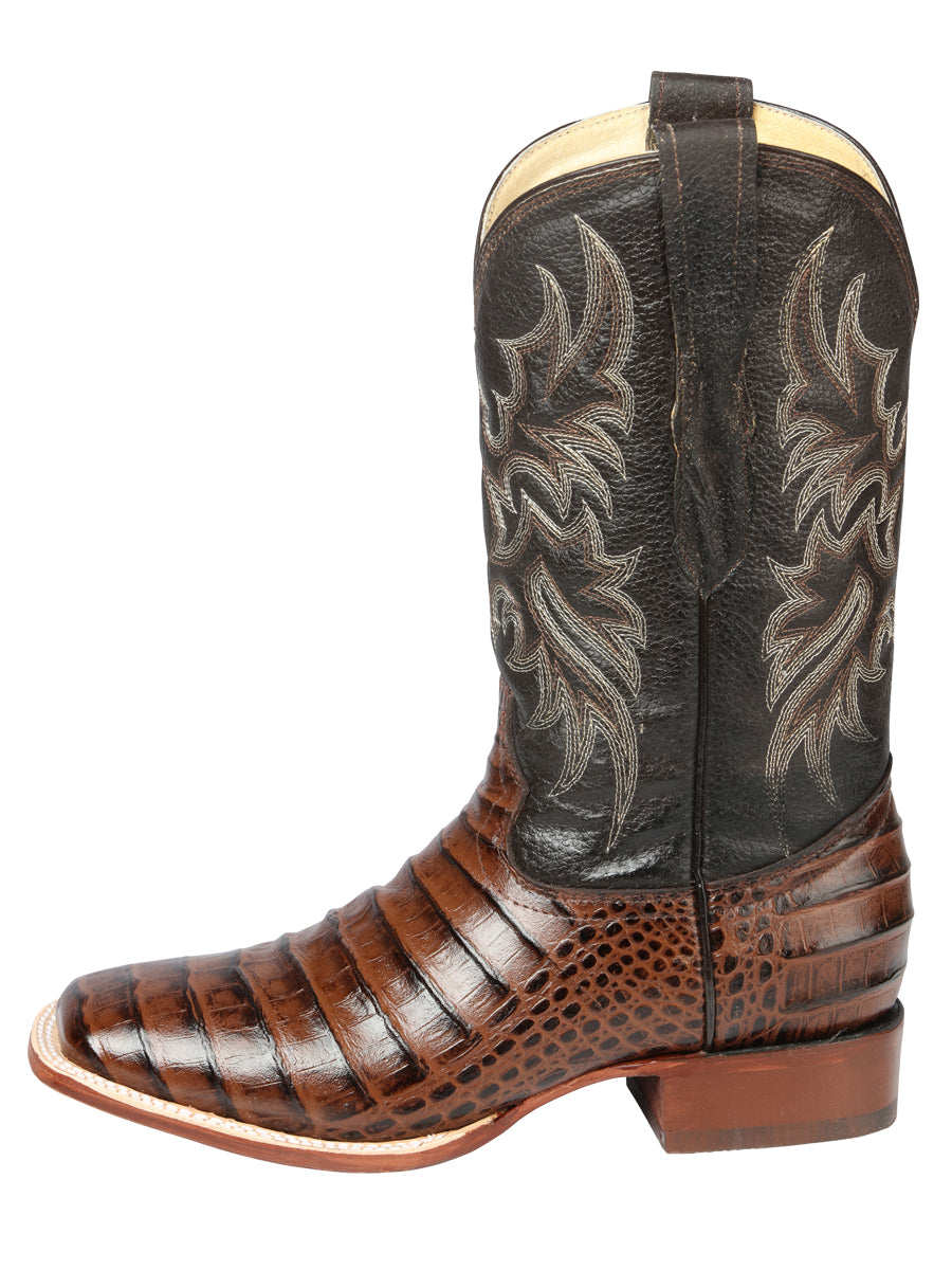 El Señor de los Cielos Men’s Rodeo Boot - Imitation Caiman Belly  Leather - Brown

 44937