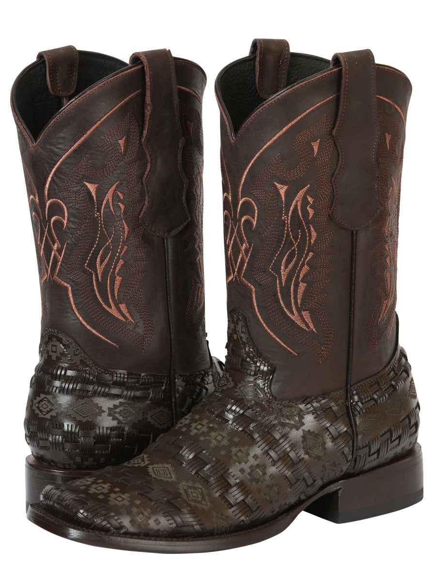 El General Men's Rodeo Boots Grecas Design - Brown 45014