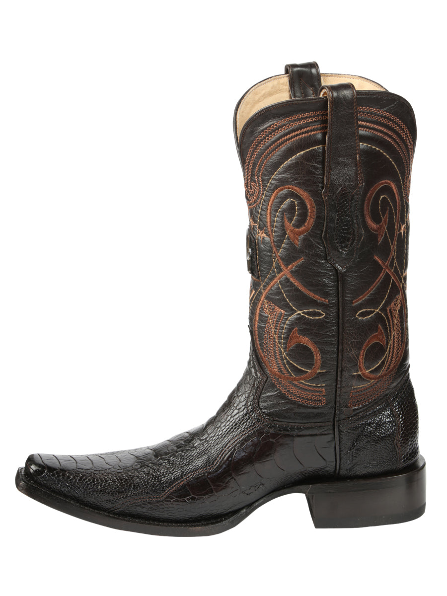 El General Men's Exotic Ostrich Leg Cowboy Boots - Brown 45068