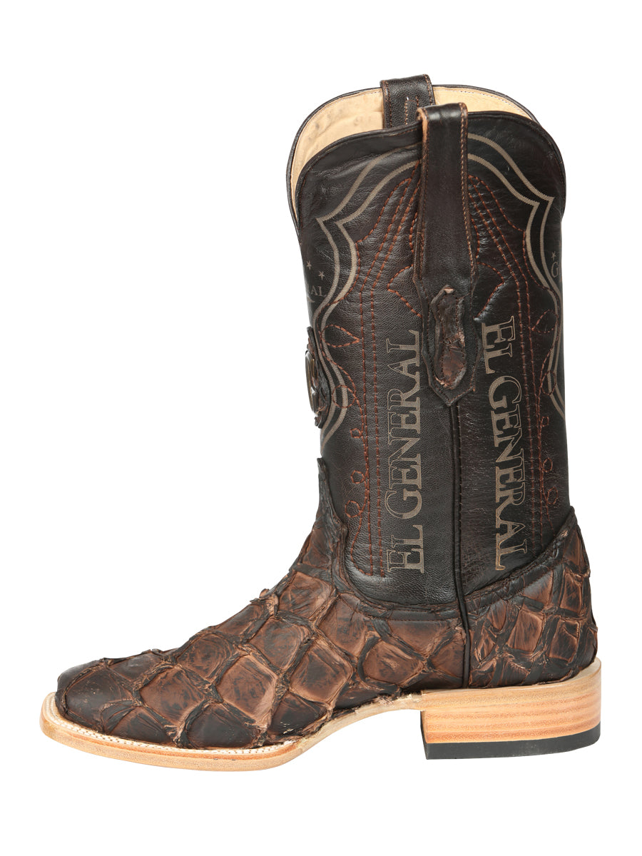 El General Men's Exotic Monster Fish Rodeo Cowboy Boots - Brown  45084