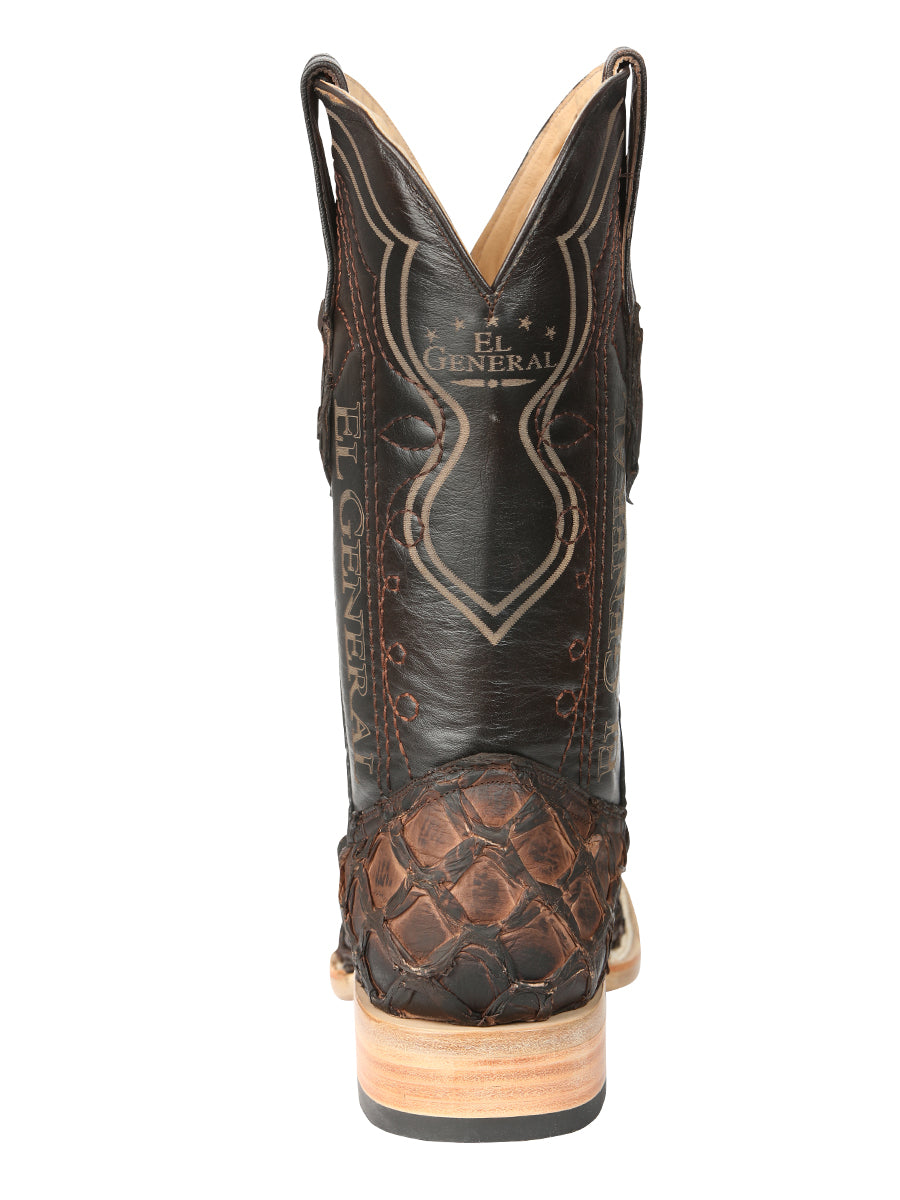 El General Men's Exotic Monster Fish Rodeo Cowboy Boots - Brown  45084