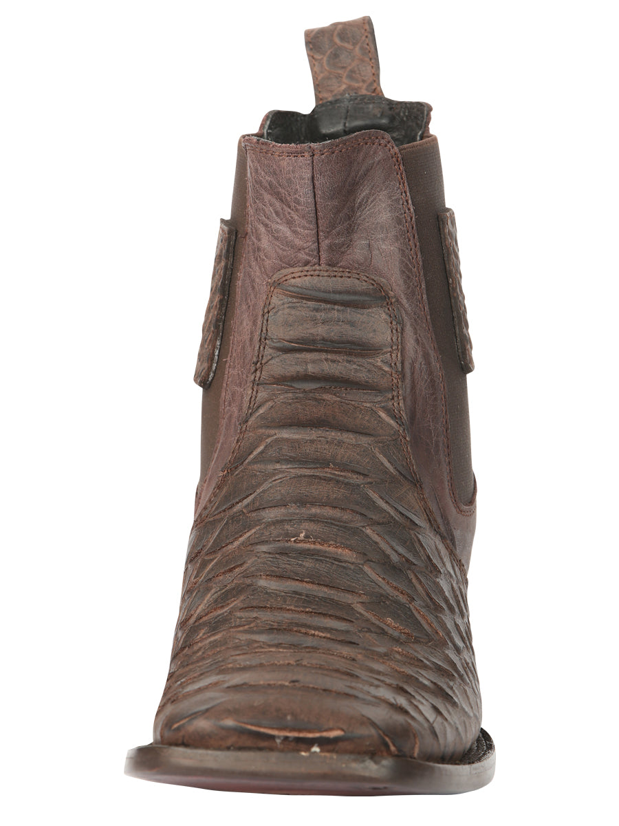 El General Men’s Python Imitation Brown Ankle Boots 45092