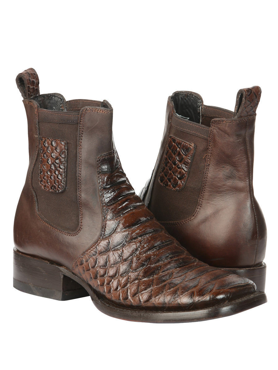 El General Men’s Python Imitation Brown Ankle Boots 45094