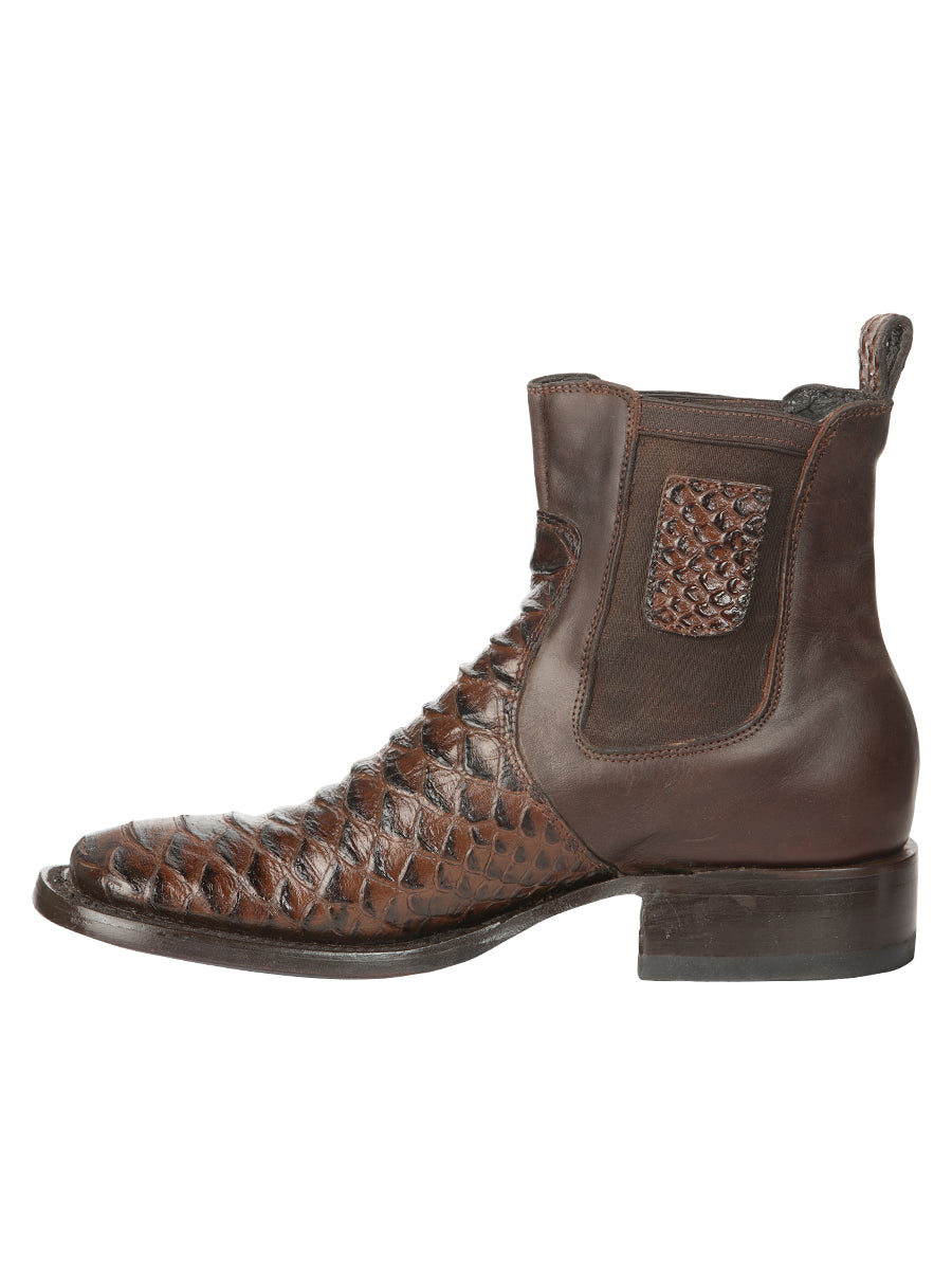 El General Men’s Python Imitation Brown Ankle Boots 45094