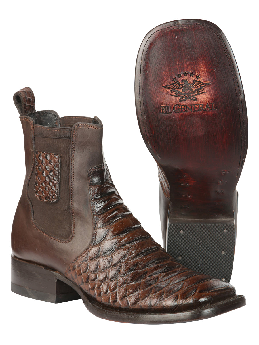 El General Men’s Python Imitation Brown Ankle Boots 45094