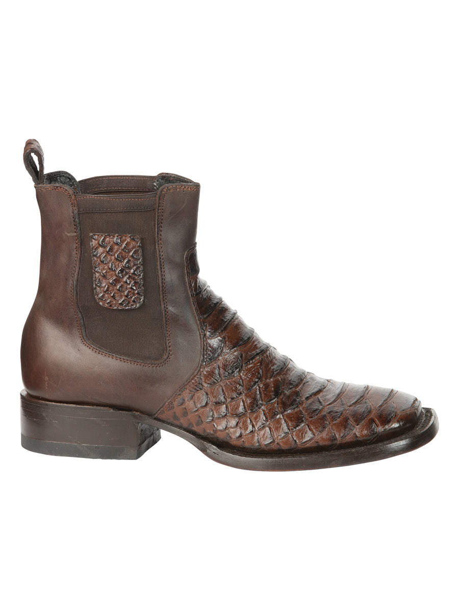 El General Men’s Python Imitation Brown Ankle Boots 45094