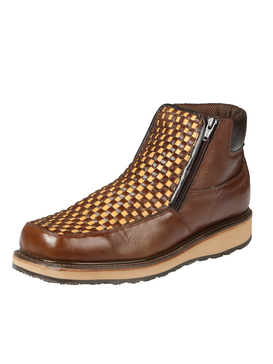 El General Men’s Ankle Boot with Zipper - Woven Brown/Honey

 
 45185