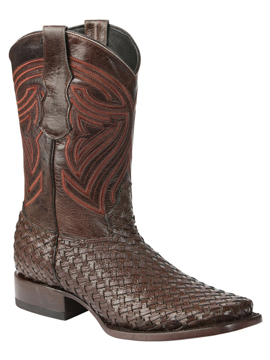 El General Men’s Leather Rodeo Boots Petatillo - Brown 45401