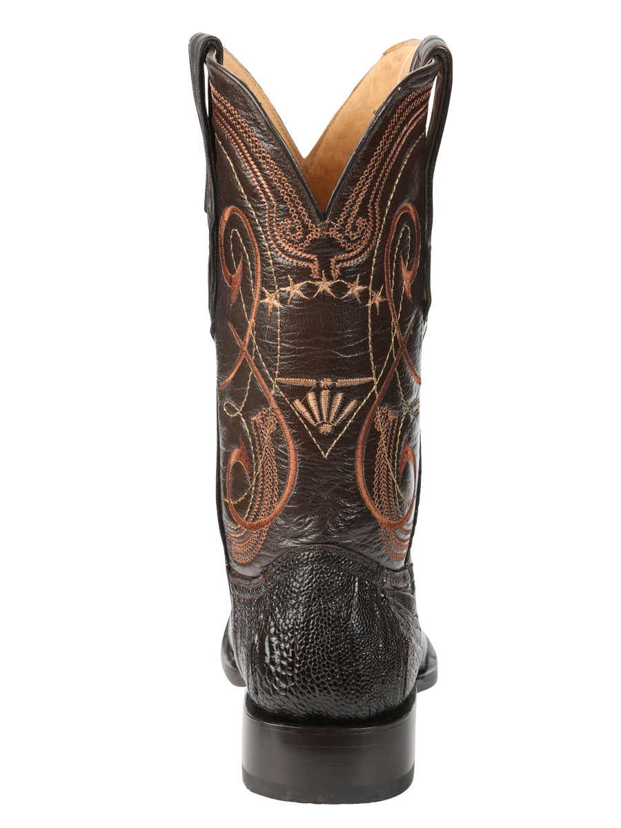 El General Men's Exotic Ostrich Leg Cowboy Boots - Brown 45511