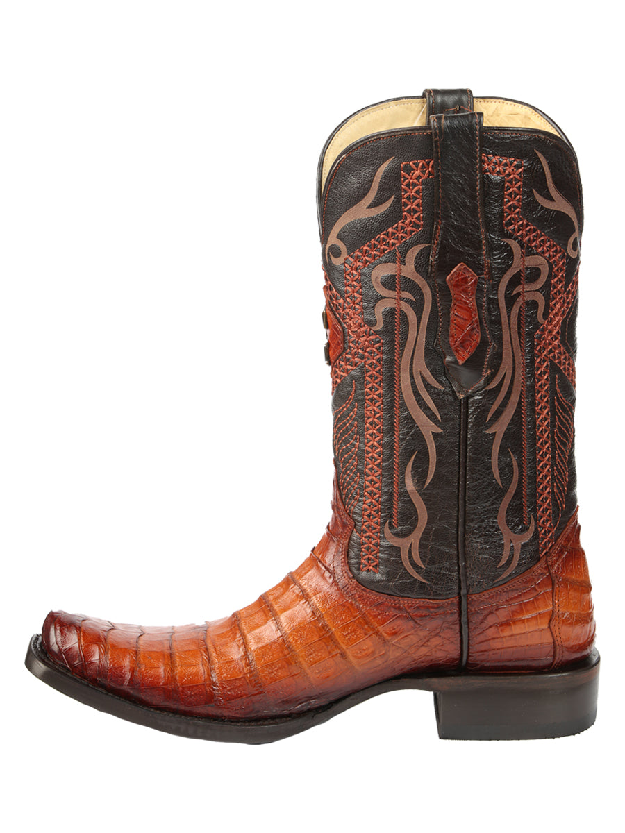 El General Men's Exotic Caiman Belly Cowboy Boots - Cognac  45520
