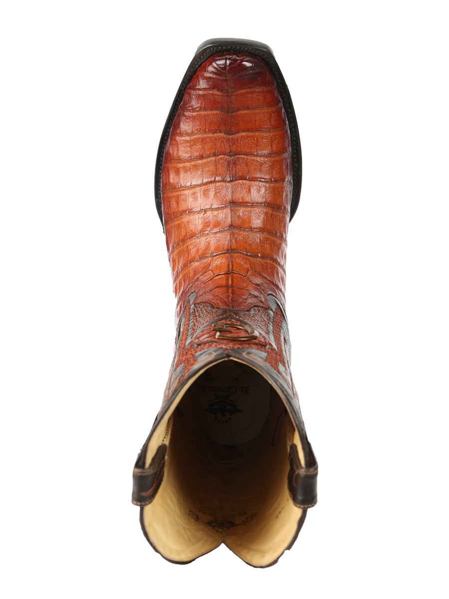 El General Men's Exotic Caiman Belly Cowboy Boots - Cognac  45520