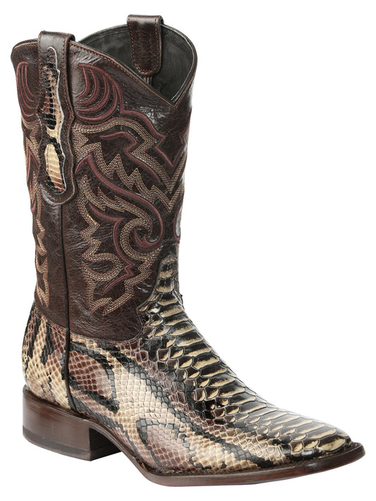 El General Men’s Python Imitation Rodeo Boots - Brown 45528