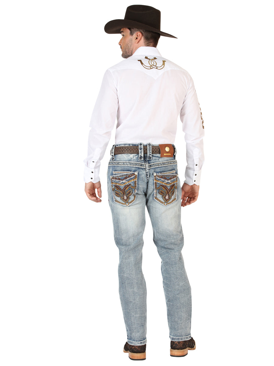 Centenario Men's Premium Denim Boot Cut Pants - Dark Blue 45530