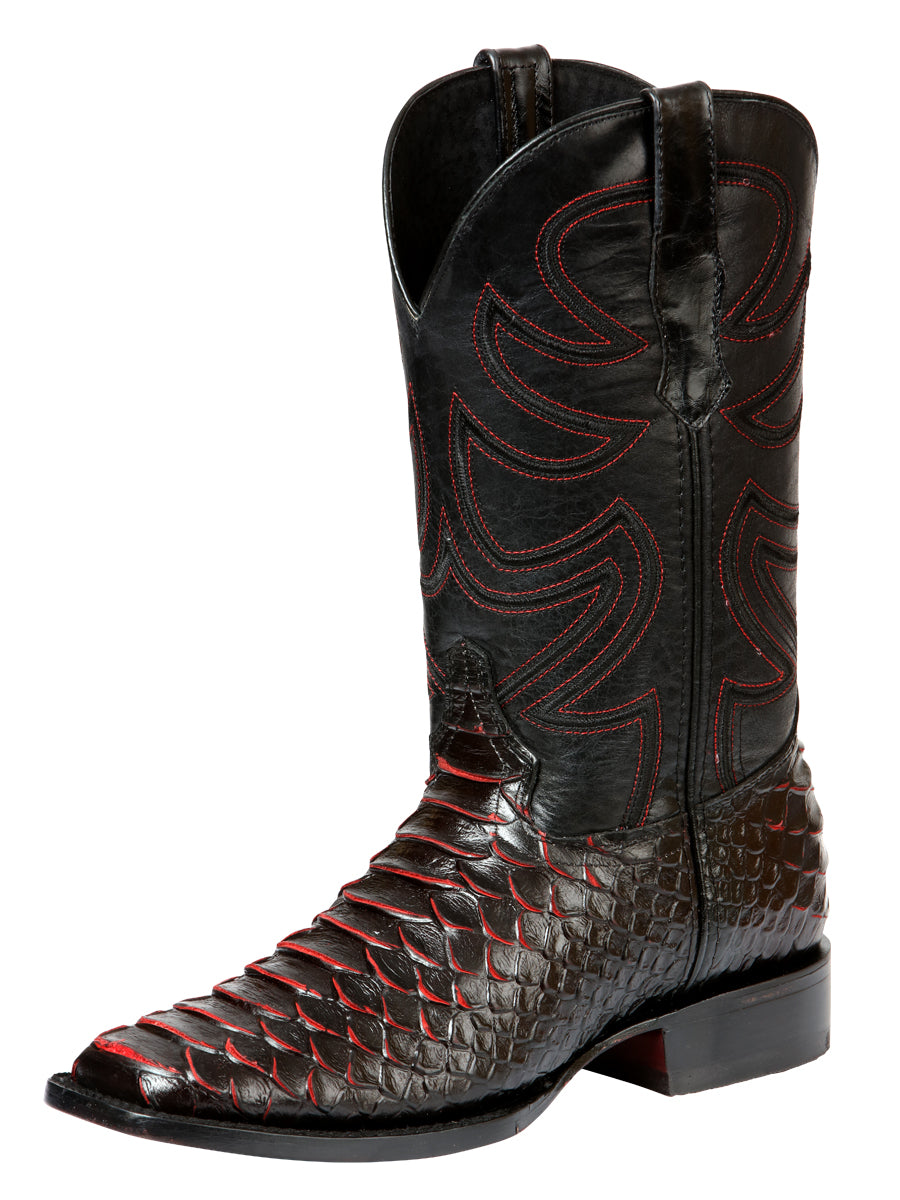 El General Men’s Rodeo Boot Imitation Python - Black/Red 45565