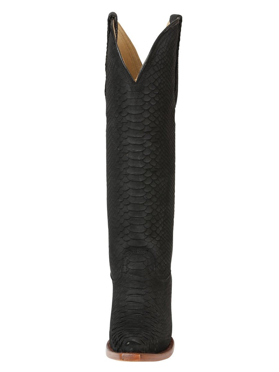 El General Women’s Western Boots Python Print - Black 45791