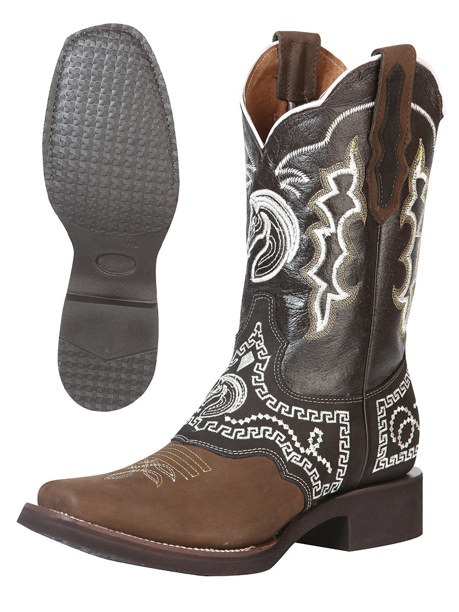 El General Rodeo Boot - Nobuck Dark Brown with Embroidery  51117