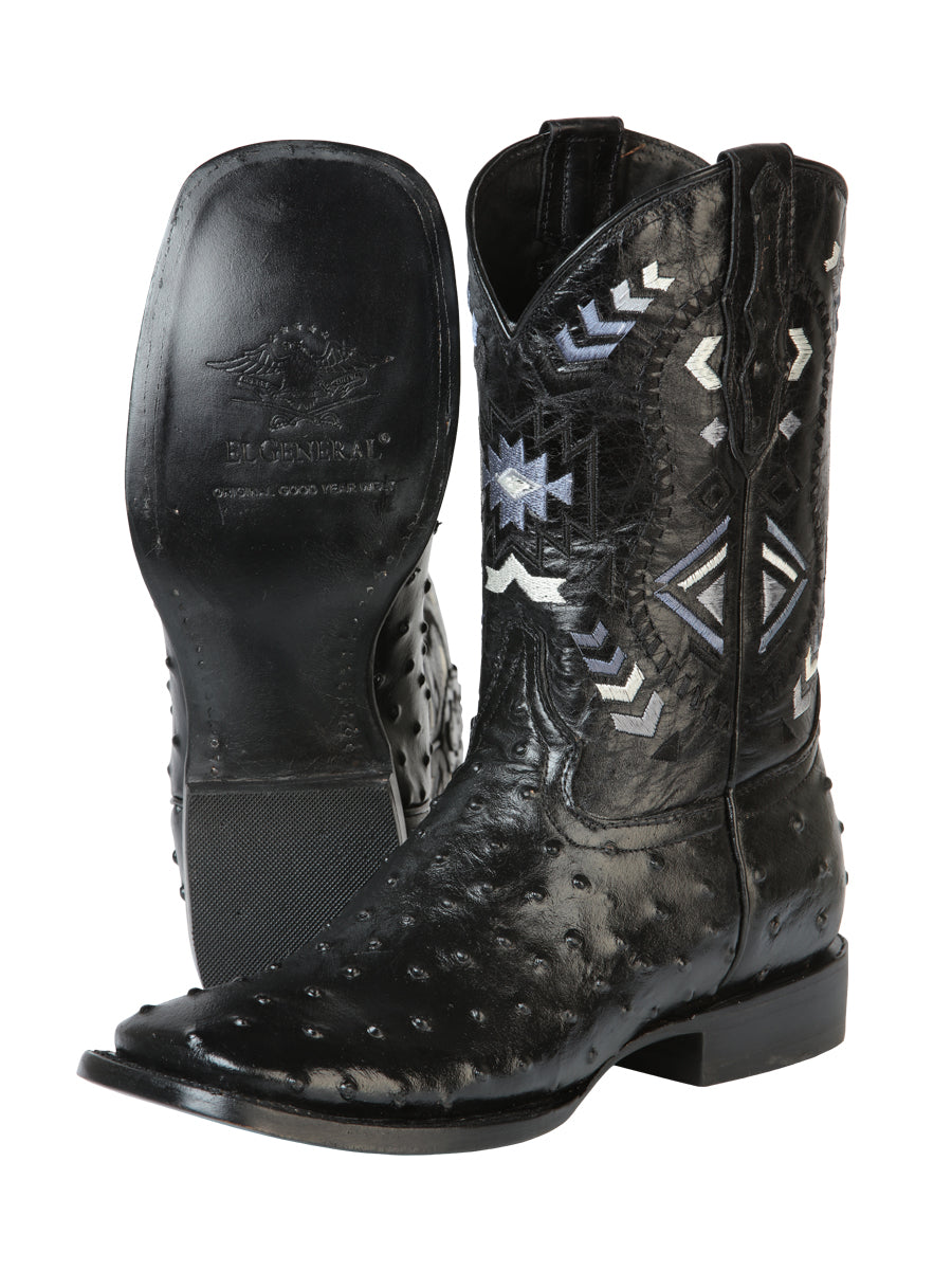 El General Rodeo Boot - Printed Ostrich Black 51240