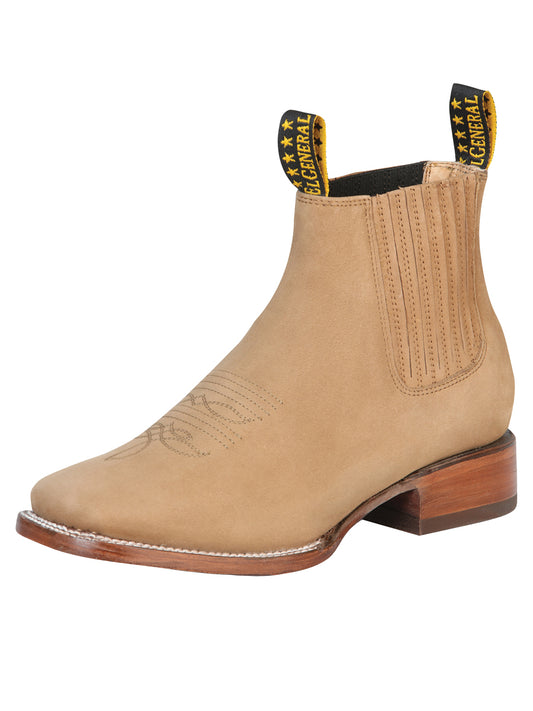 El General Square Toe Ankle Boot - Nobuck Sand 126197