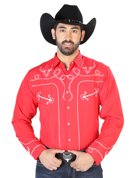 El Señor de los Cielos Embroidery Shirt Red/White 126713