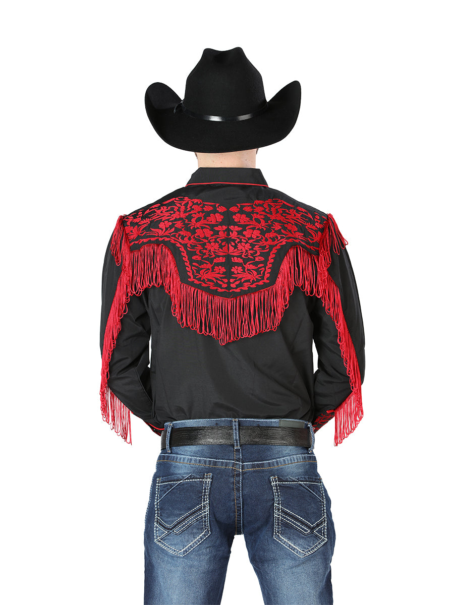 El Señor de los Cielos Embroidery Shirt Black/Red 126726