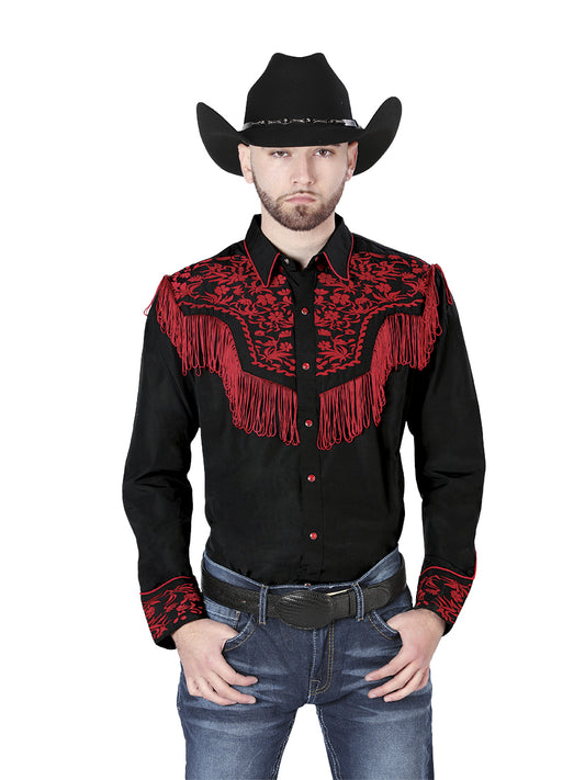 El Señor de los Cielos Embroidery Shirt Black/Red 126726