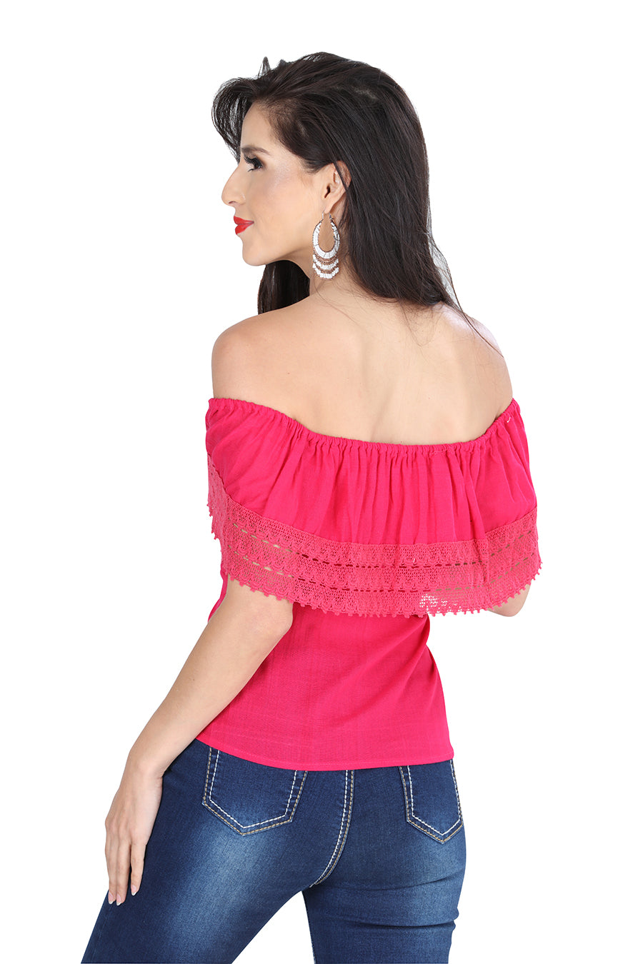 Artisanal Embroidered Blouse 50% Cotton, %50 Polyester Pink  601287